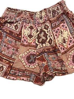 Hollister Pink and Brown Boho High-Waist Women's Shorts